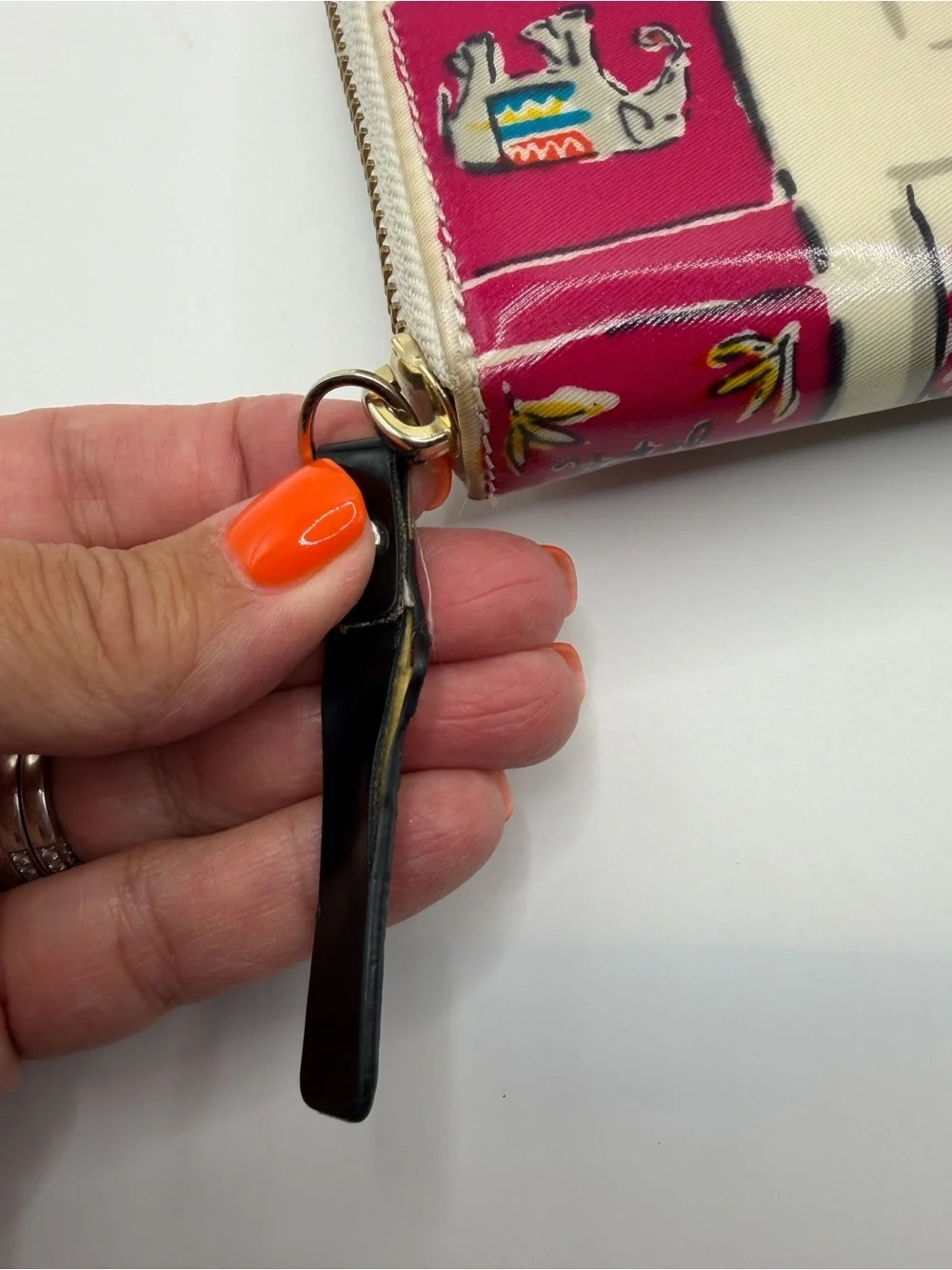 kate spade Cream Wallet with Multicolor Block Print